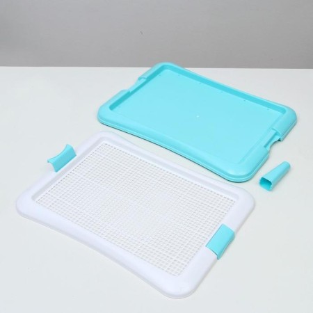 Dog toilet with a grid and a column, 63.5 x 47 x 5 cm, blue-8