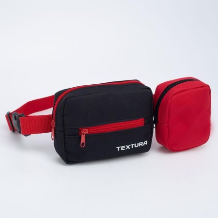 Board children's belt on a zipper, textura, outer pocket, black/red color-1
