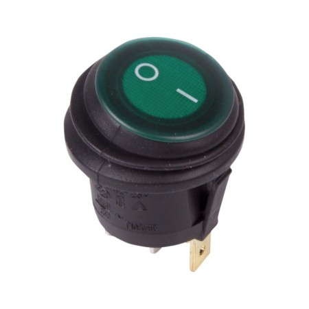 Round keyboard 250V 6A (3C) On-off green with backlight moisture protection Rexant