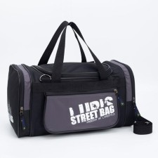 Road bag on lightning, 3 outer pockets, long belt, black/gray color
