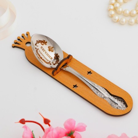 A spoon is registered, tea, with an engraving "Eugene", h = 14-3