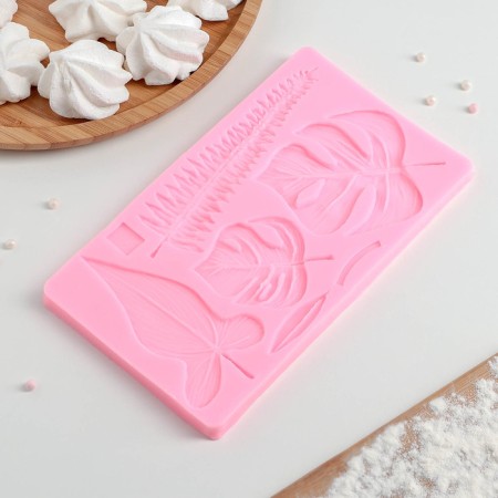 Mold Dolyana "Tropical Leaves", silicone, 20.7 × 12 cm, pink color-1