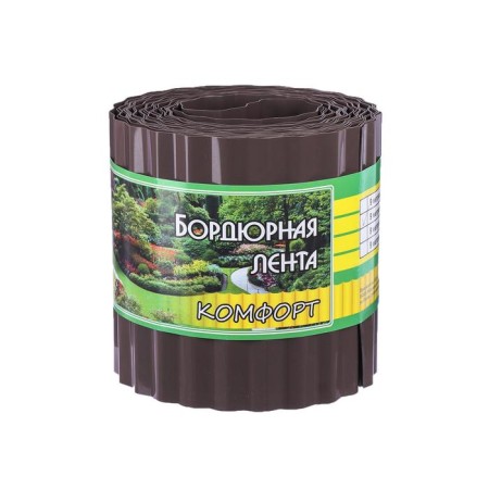 Border tape, 0.15 × 9 m, thickness 0.6 mm, plastic, corrugation, dark brown, Greengo-7