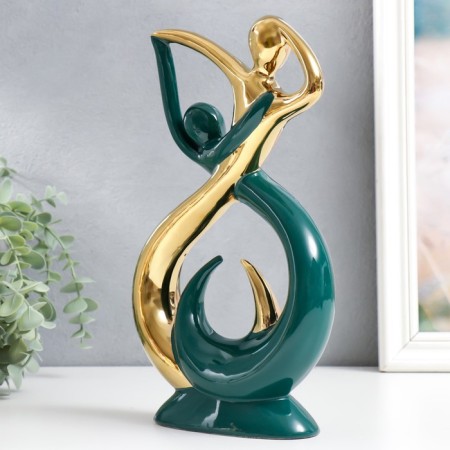Souvenir Ceramics "Abstraction. Dance" Dark green with gold 29x16x6 cm-2