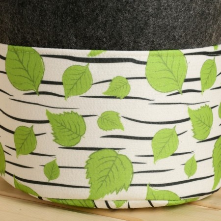 Organizer for storage with side handles, print Birch, Gray, 28x28x26 cm-4