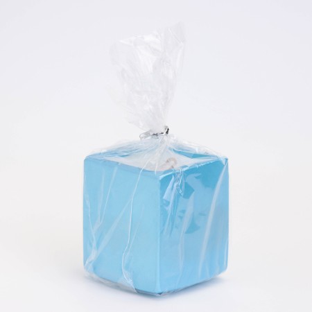 Candle "Square" in a candlestick of gypsum, 5x6cm, blue-3