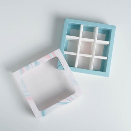Box for sweets, confectionery packaging, 9 cells, only for you 14.5 x 14.5 x 3.5 cm-5