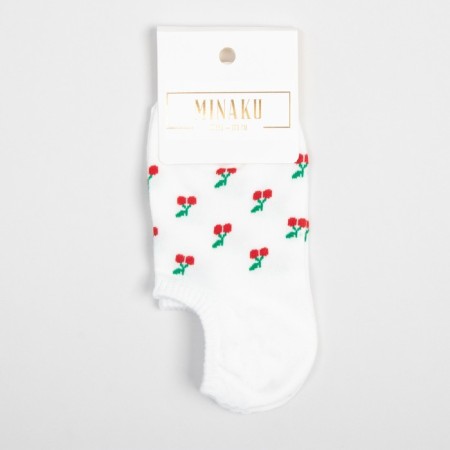 Women's socks minku "Cherry", white color, size 36-39 (23-25 ​​cm)-2