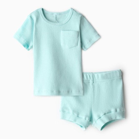 Kit for children (T-shirt and shorts) minku, blue color, height 62-68 cm