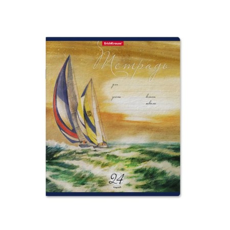 Notebook 24 sheets in the Erichkrause Regata de Vela cage, cover shaking cardboard, offset block, whiteness 100% whiteness, mix-3