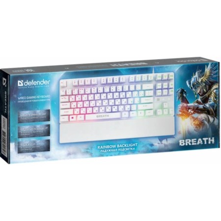 Keyboard Defender Breath GK-184, game, wired, backlight, 87 keys, USB, white-3