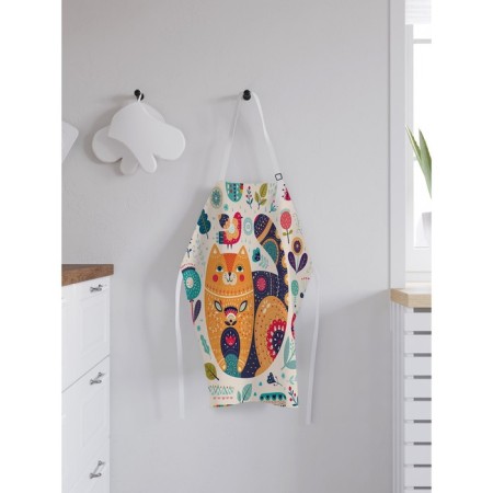 Apron kitchen with a photoprint "painted cat", adjustable, size OS-1