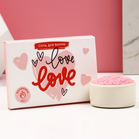Love bath salt, 100 g, strawberry aroma, pure happiness