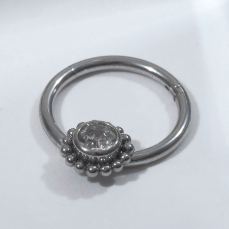 Piercing in the nose (cller) “Ring” Flower, D = 10 mm, white color in silver-1