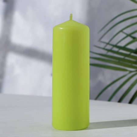 Candle - cylinder, 4 × 12 cm, 15 hours, pistachio