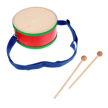 Toy drum, with sticks, on the tape, paper membrane, size: 15 × 15 × 7 cm-8