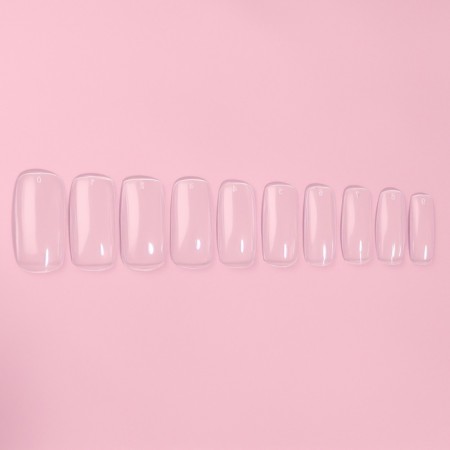 Tips for nail extension, 500 pcs, shape soft square, 10 sizes, color transparent color-1
