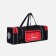 Road bag on a zipper, with an increase, 3 outer pockets, a long belt, black/red color