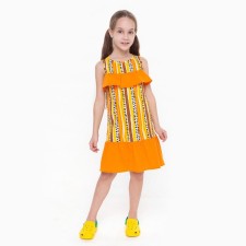Sarafan for the girl, the color is light beige/orange, height 128 cm