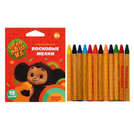 Loads wax 12 colors of multi-bullets "Cheburashka", round, cardboard packaging, euro suspension
