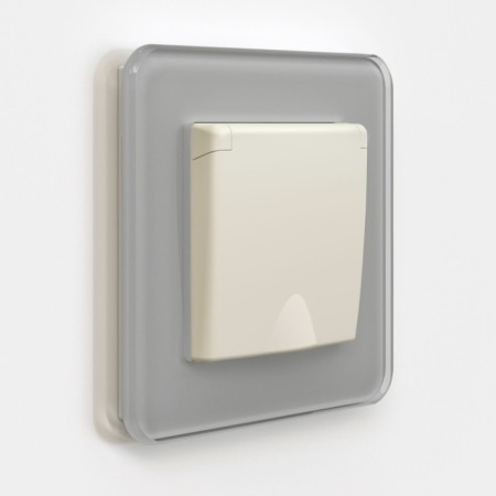 The socket w1171262 with grounding and curtains with a lid, IP44, ivori matte-1
