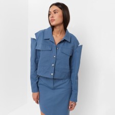 Women's shirt shortened with cuts Mist: Denim R.48, Blue