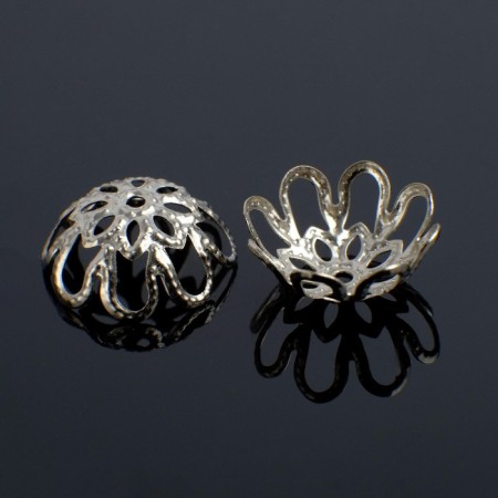 Bead hats (set 30 pcs.) SM-020, 5 × 12 mm, silver color