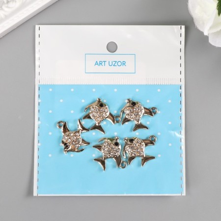 Decor for creativity metal, rhinestones "fish" gold 1.9x1.8 cm-3
