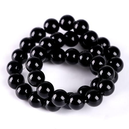 Beads made of natural stone "Black Agat" set 36 pcs., Size 1 pc. - 10 mm-2