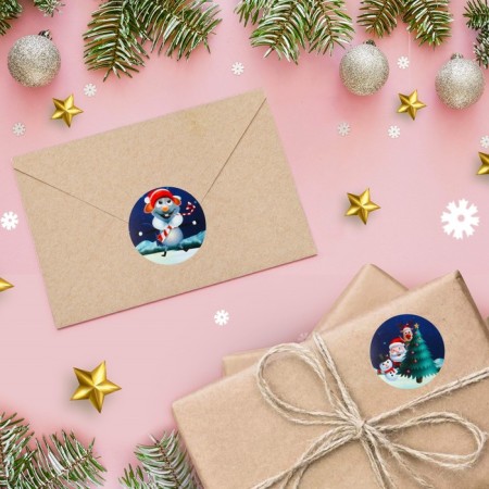 Stickers in the roll "Christmas", 500 pcs, 2.5 x 2.5 cm-1