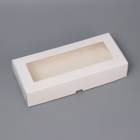 Box fold, pencil case, with a window, white, 27 x 12 x 5 cm-1
