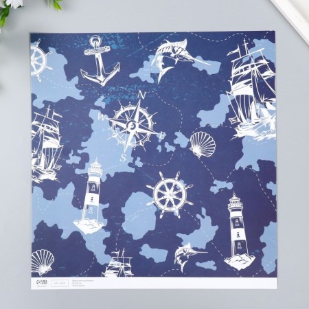 Scrapbooking paper "Sea Way" density 180 g 30.5x32 cm-3