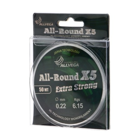 Monophile Flack ALLVEGA All-ROUND X5, diameter 0.22 mm, test 6.15 kg, 50 m, transparent-1