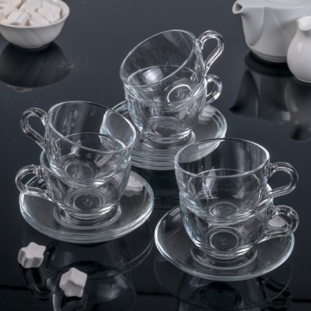 Glass Glass Basic Glass, 12 items: 6 cups 215 ml, 6 saucer d = 13.7 cm
