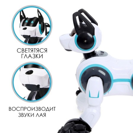 Robot dog Stunt, on the control panel, interactive: sound, light, on the battery, white-4
