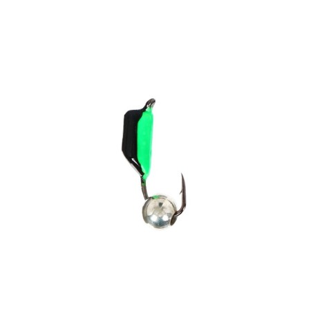 Mormyshka column black, green abdomen + ball silver, weight 0.9 g-1