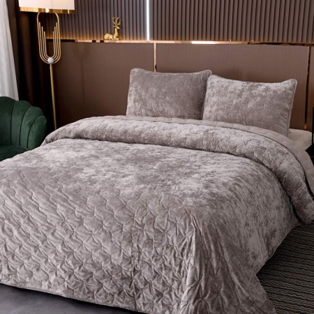 Set: cover 240x260 cm, pillowcase 50x70 cm - 2 pcs, beige color-1