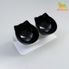Plastic bowls on a white stand 27.5 x 14 x 15 cm black/black