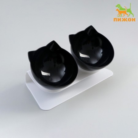Plastic bowls on a white stand 27.5 x 14 x 15 cm black/black