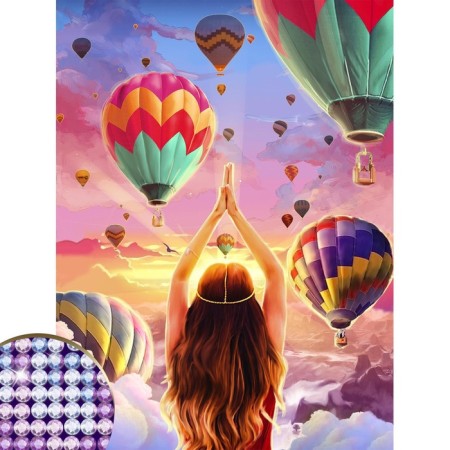 Diamond mosaic with a partial filling "balloons" 30x40 cm, canvas-6