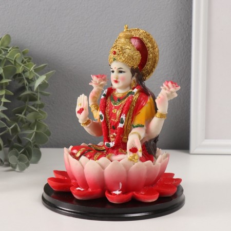 Polystone souvenir "Lakshmi in the lotus" Red 14.5x14.5x17.5 cm-3
