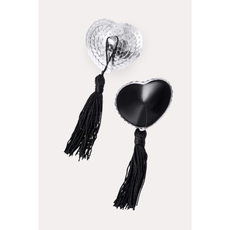 Pastis in the form of hearts Erolata Lingerie Collection, with brushes, silver-black color-1