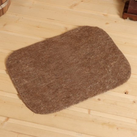 Set for the bath "Budenovka", hat, mitten, rug, dark-4