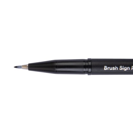 Pentel Brush Sign Pen Pigment, 1.1 - 2.2 mm, black ink black-2