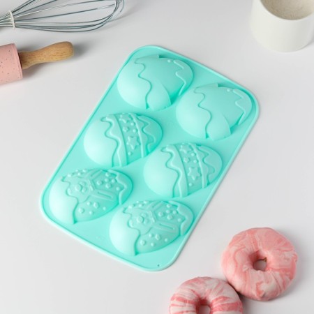 The form for baking the share "Easter. Easter rabbit ", silicone, 27 × 17 cm, 6 cells, mint color-2