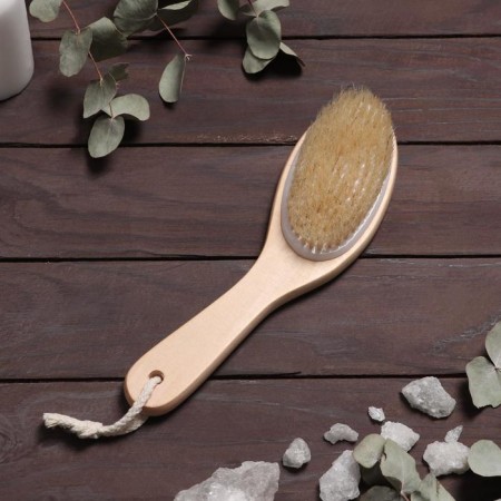 Massage brush for the body, with a pen, natural bristles-2