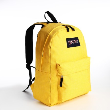School backpack from textiles on lightning, external pocket, yellow color-2