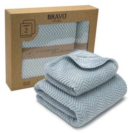 A set of towels "Kraft", size 35x75 cm, 70x140 cm, mint color