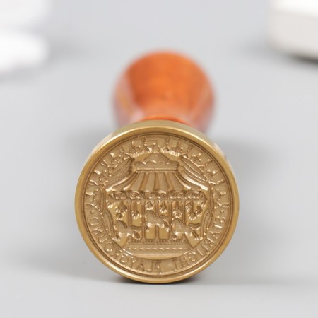 Printing for wax with a wooden handle "Carousel" 3x3 cm-1