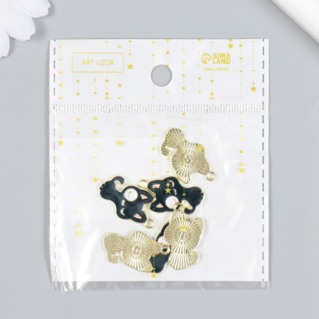 Decor for creativity metal, enamel "A kitten with a spot on the eye" Black 2.6x1.5 cm-4